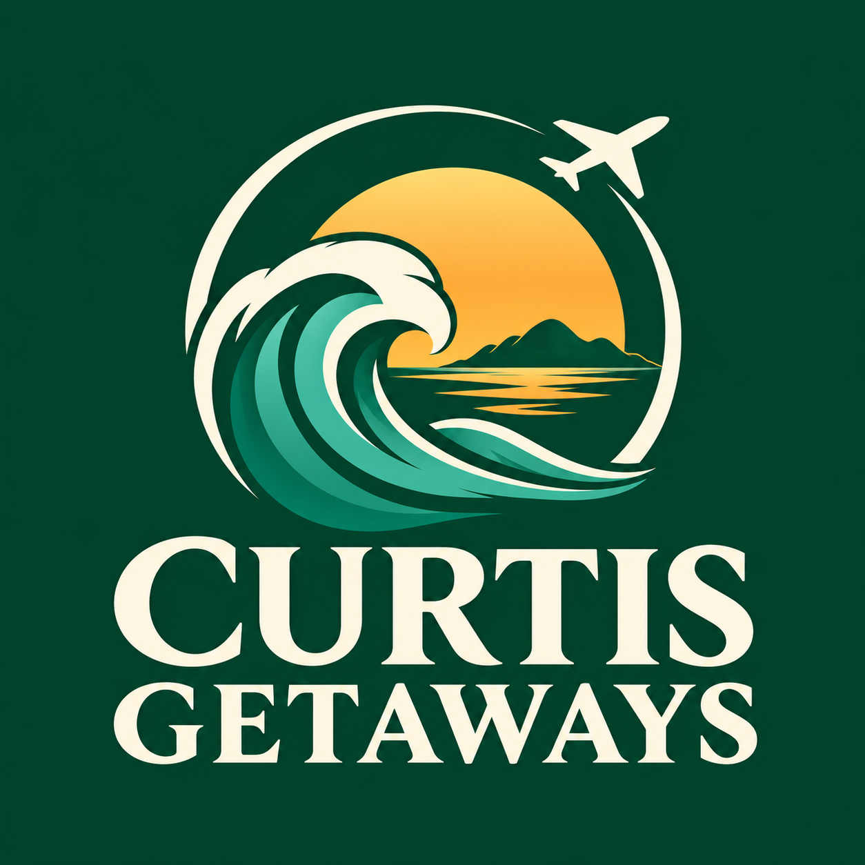 Curtis Getaways wave and sunset logo